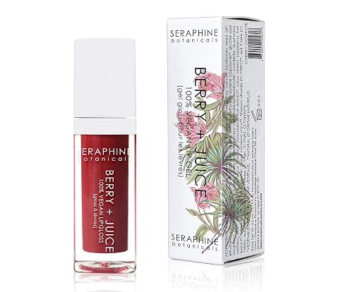 Seraphine Botanicals Berry + Juice - 100% Vegan Lip Gel Tinted Gloss 0.20 fl oz (Cherry Compote) Beauty & Personal Care Seraphine Botanicals