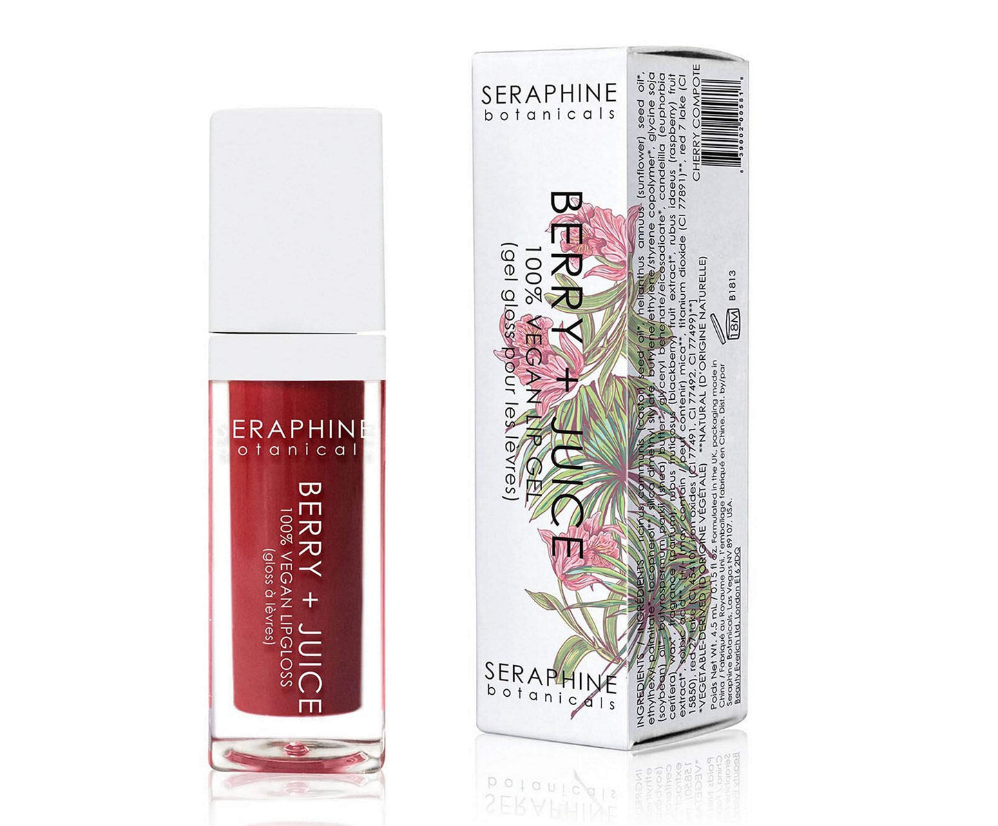 Seraphine Botanicals Berry + Juice - 100% Vegan Lip Gel Tinted Gloss 0.20 fl oz (Cherry Compote) Beauty & Personal Care Seraphine Botanicals