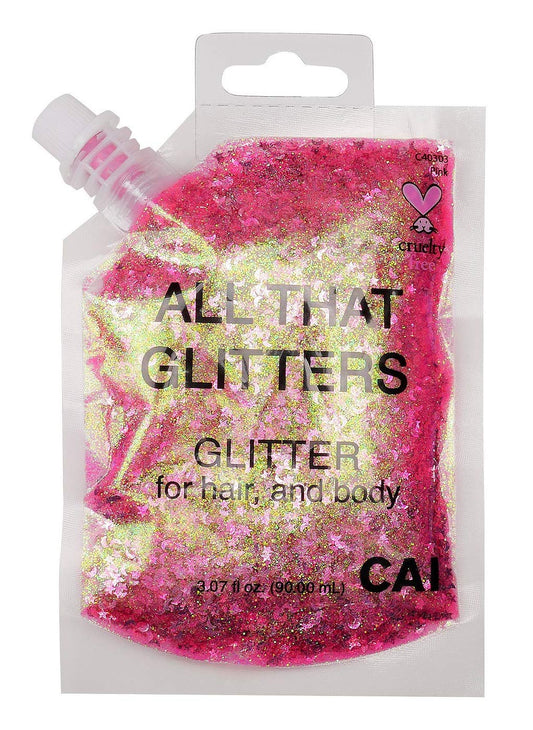 Hair and Body Glitter Bag Pouch Holographic Cosmetic Grade Glamour 90ml, Pink Beauty & Personal Care CAI BEAUTY NYC