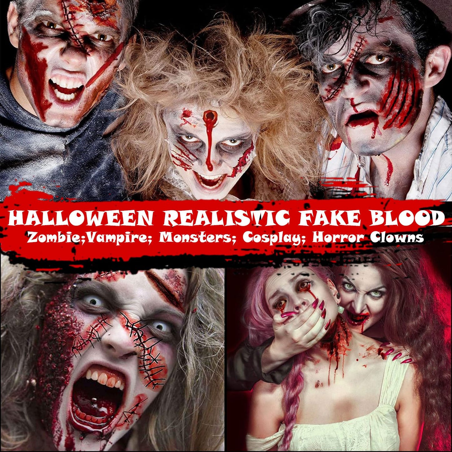 Halloween Fake Blood Makeup Kit 3PCS, Blood Spray 2.1oz, Dripping Blood 2.1oz, Coagulated Gel 1.41oz, Washable SFX Makeup Set for Vampire Zombie Beauty & Personal Care LIMUIKA