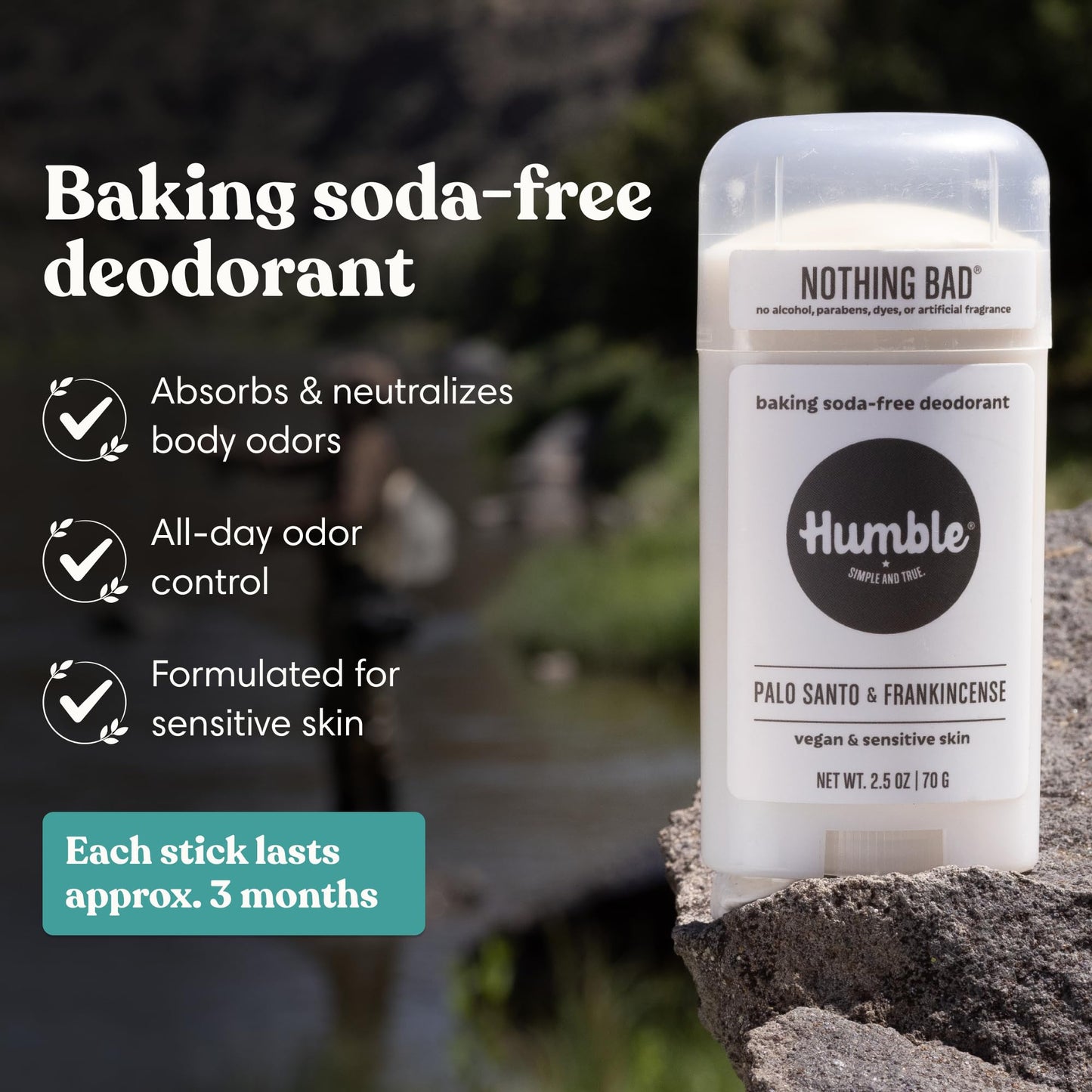 Humble Aluminum-Free Deodorant for Women & Men, Palo Santo, Lavender & Bergamot - Baking Soda-Free Natural Deodorant Stick for Sensitive Skin Beauty and Personal Care HUMBLE SIMPLE AND TRUE.
