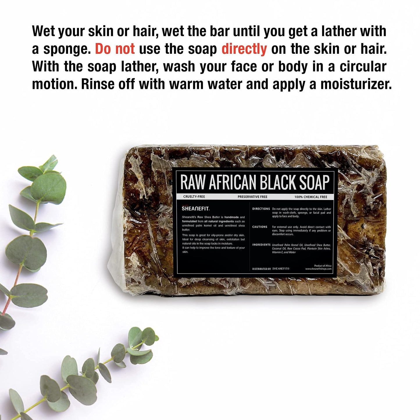 Sheanefit Raw African Black Soap Bar - For All Skin Types - Face, Body, Hair Soap Bulk Bars (15 Ounce (Pack of 1) Beauty & Personal Care Sheanefit