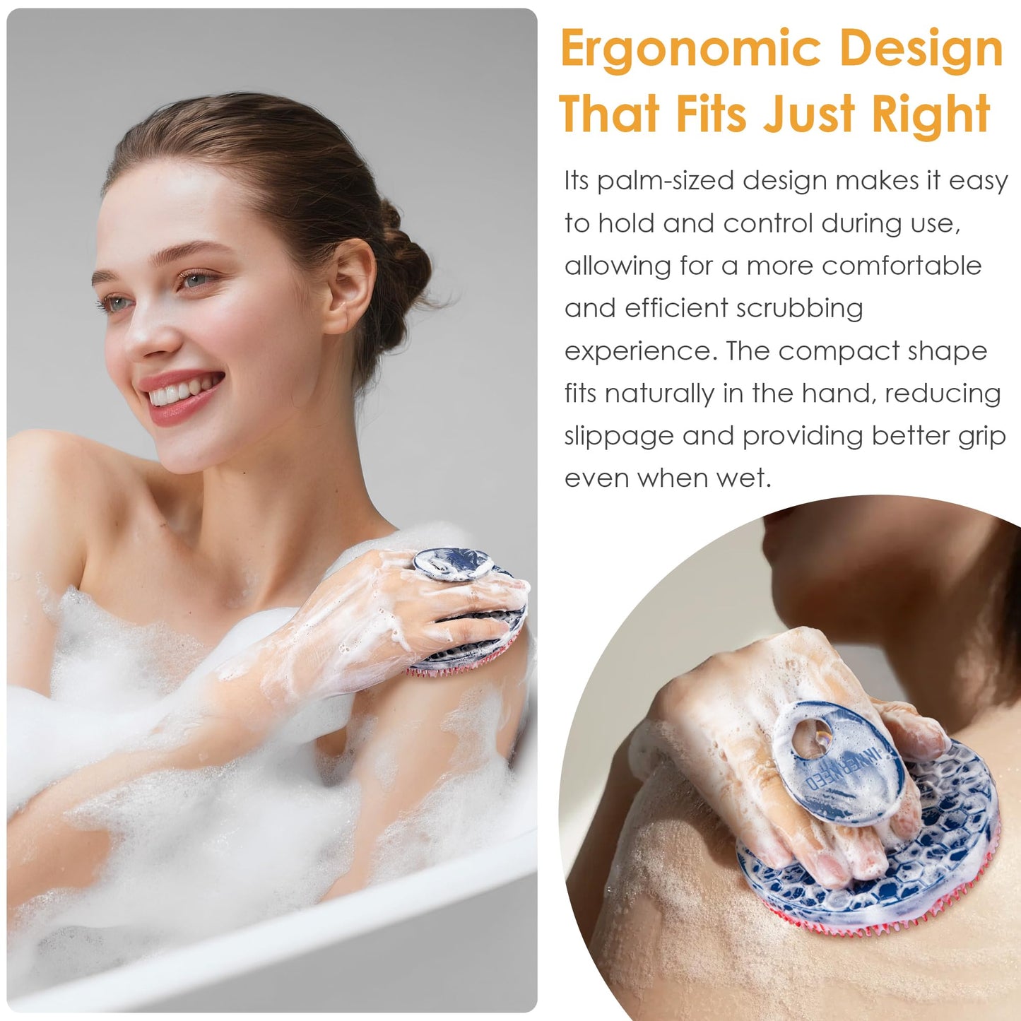 INNERNEED Magnetic Silicone Body Scrubber, Hygienic Shower Brush, Red Beauty and Personal Care INNERNEED