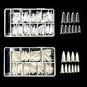 Vivace 2PACK Natural/Clear Stiletto 500 Acrylic False Fake Gel Nail Tips (Total 1000Tips) 10Sizes With Clear Acrylic Case For Nail Salon Nail Shop Beauty & Personal Care Vivace