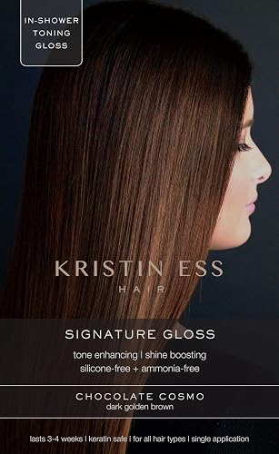 Kristin Ess Hair Gloss in Chocolate Cosmo Dark Golden Brown - 4 Wk Semi Permanent Hair Color for Women - Chocolate Brown Color Depositing Conditioner Beauty & Personal Care Kristin Ess