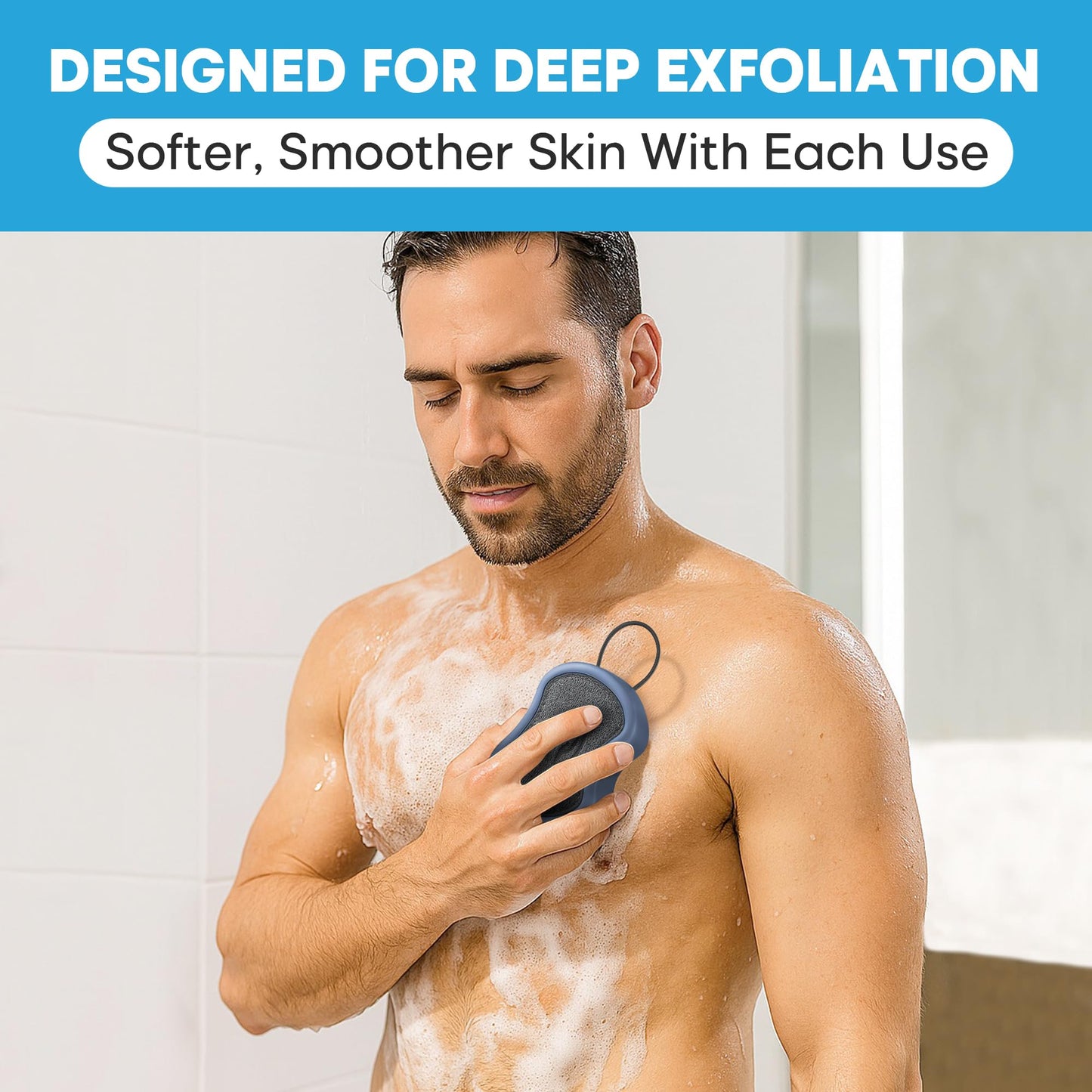 Shower Scrubber for Body 2-in-1 : 2 - Pack High Foaming Body Scrubber Exfoliator for Men, Ergonomic Shower Scrub, Deep Exfoliating Travel Bath Brush Beauty and Personal Care Tilcare