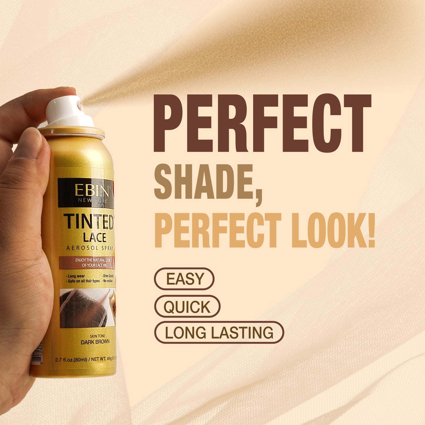 EBIN NEW YORK Tinted Lace Spray Light Warm Brown | Water Resistant & High Pigment Lace Tint for Wig | Even Spray, No Residue & Natural Finish | 2.7 Fl Beauty & Personal Care EBIN NEW YORK