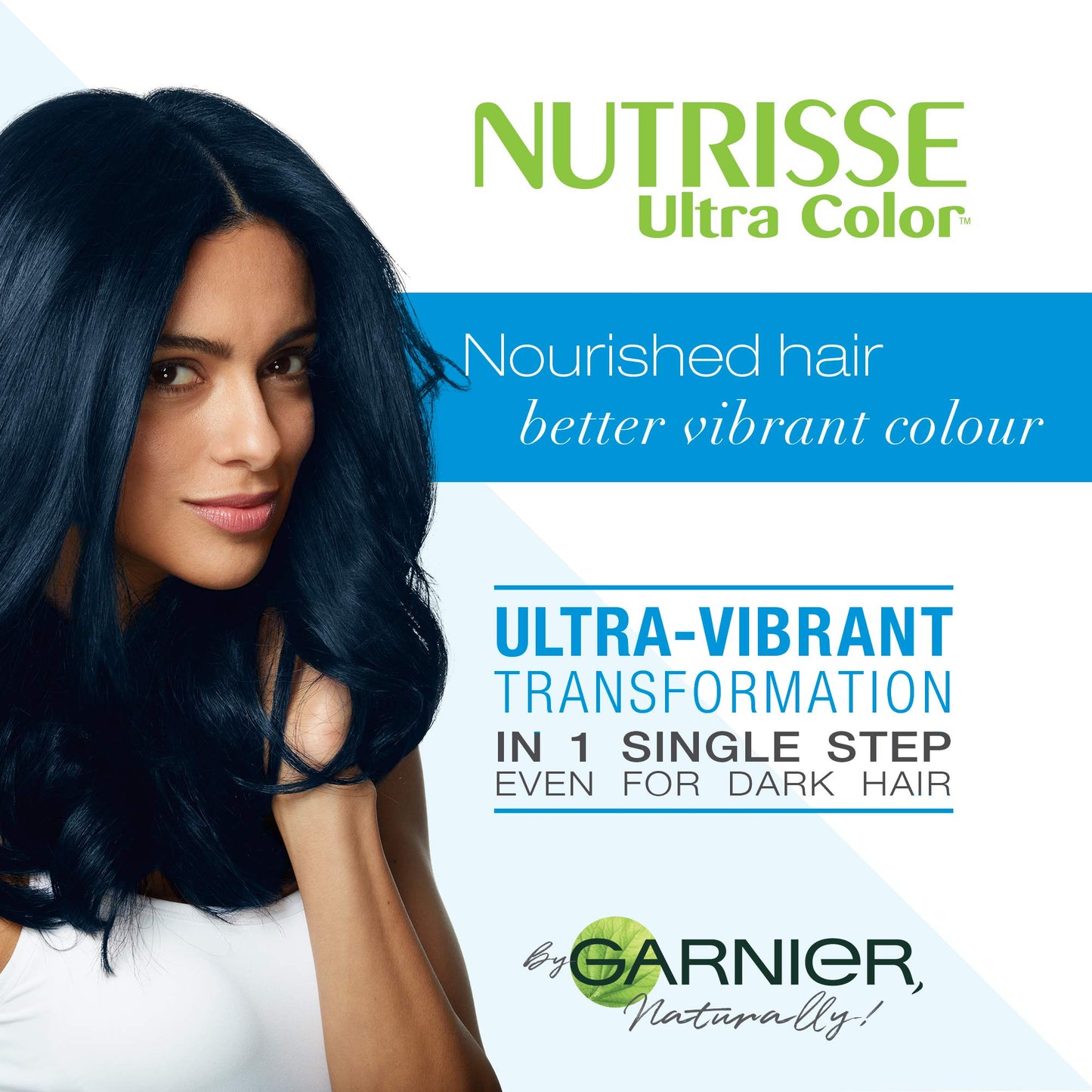 Garnier Nutrisse Ultra Nourishing Hair Color Creme with Triple Oils, Permanent Dye for 100% Gray Coverage, Blue Curaçao IN2 (Packaging may vary) Beauty & Personal Care Garnier
