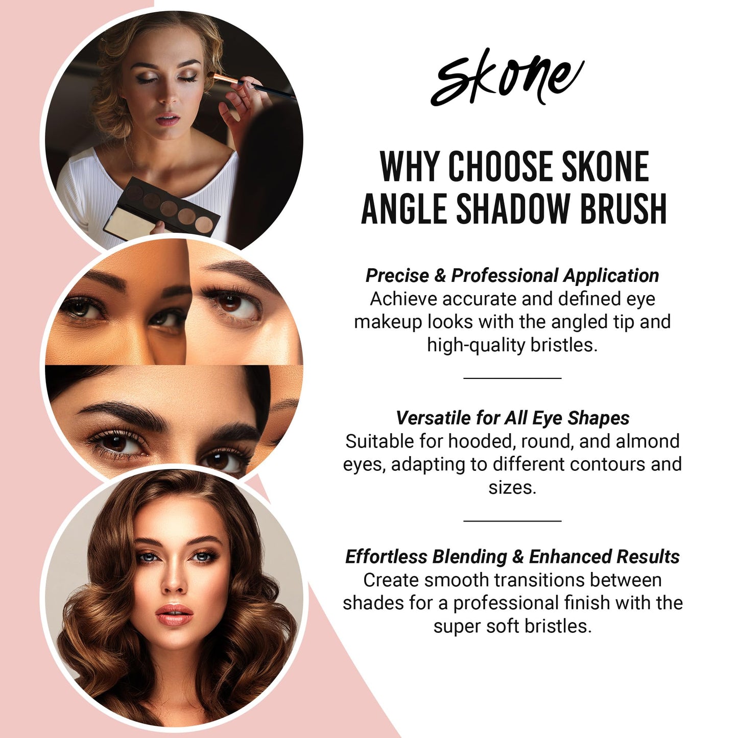 Skone Cosmetics Angle Shadow Brush - Luxe Premium Rose Gold and Synthetic Black Eye Shadow Angle Brush - Professional Grade Nylon Angled Shading Beauty & Personal Care Skone