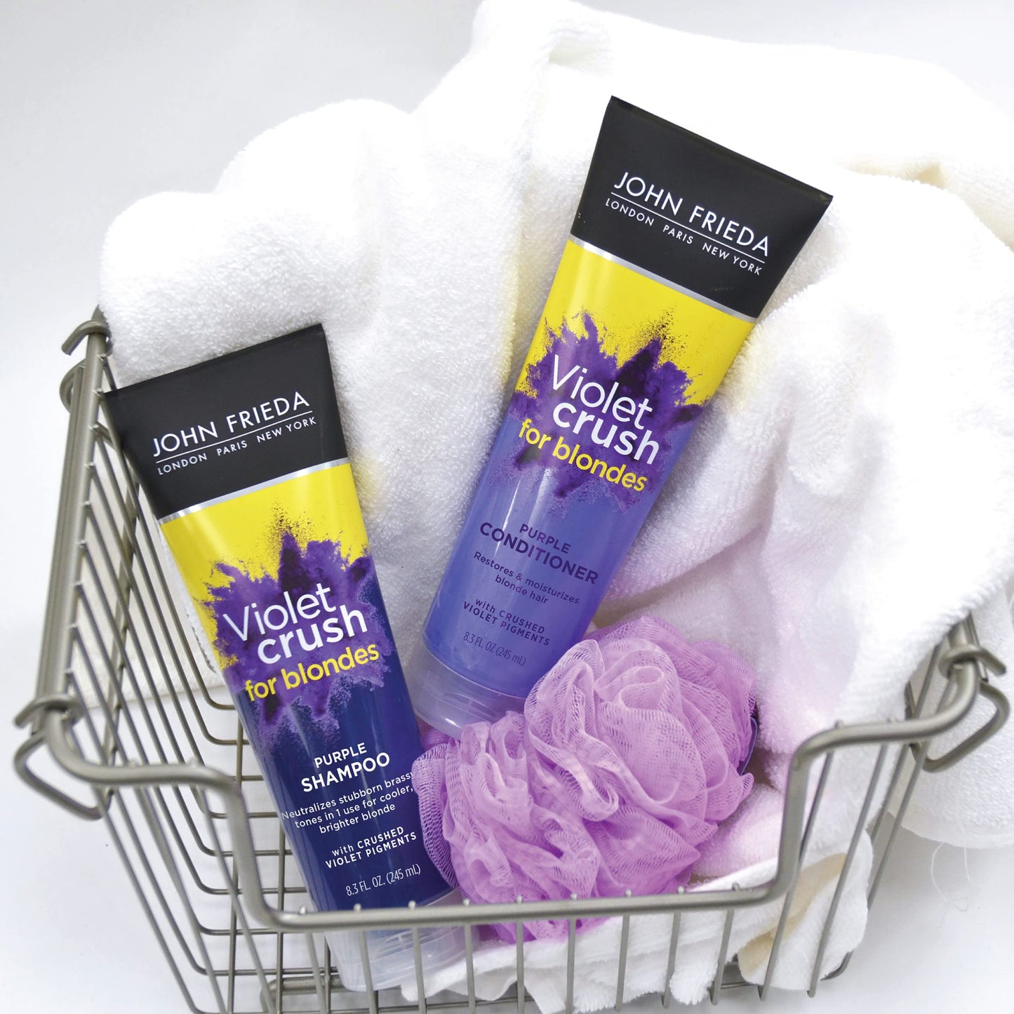 John Frieda Violet Crush Purple Shampoo and Conditioner Set for Blonde Hair, Neutralizes Yellow Tones for Bleached, Blonde, and Platinum Hair, 8.3 Oz Beauty & Personal Care John Frieda