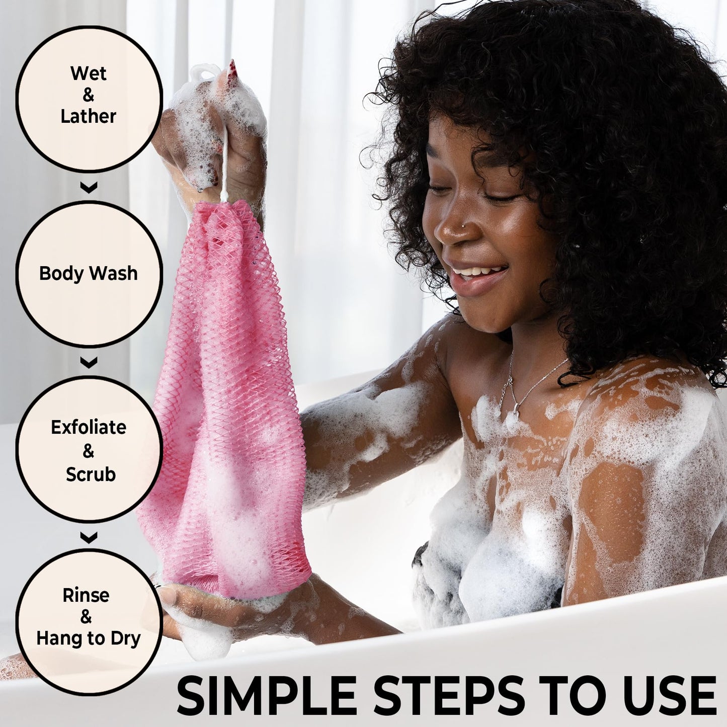 African Net Sponge Authentic - Afro Scrub Exfoliating Net Sponge with Knots - African Bath Sponges for Body Scrubber Exfoliator - Back Scrubber Beauty and Personal Care MINISENTIALS