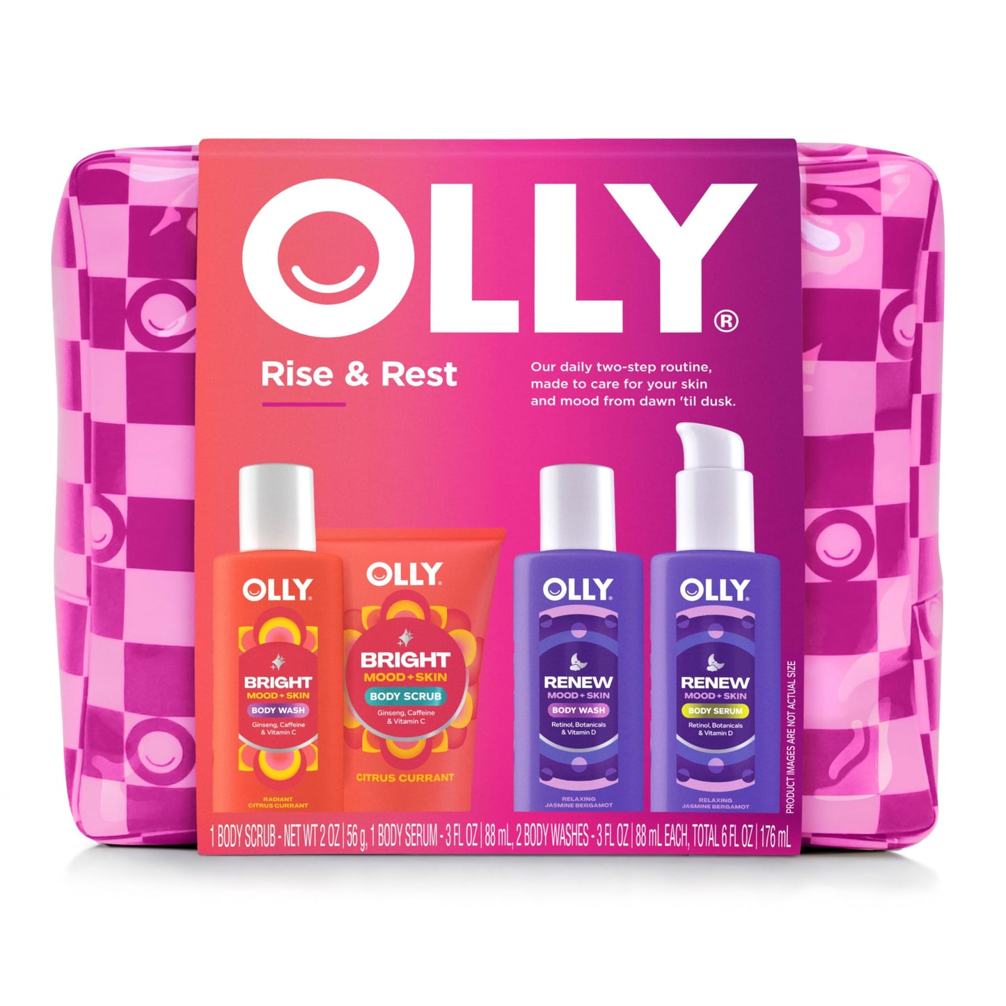 OLLY Rest & Rise Body Care Set - Day & Night Regimen - 2 Body Washes + Body Serum Lotion + Scrub - With Vitamin D, Retinol, Botanicals & Vitamin C Beauty & Personal Care OLLY