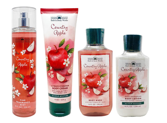 Bath & Body Works COUNTRY APPLE Deluxe Gift Set - Body Lotion - Body Cream - Fragrance Mist & Shower Gel Full Size Beauty & Personal Care Bath & Body Works