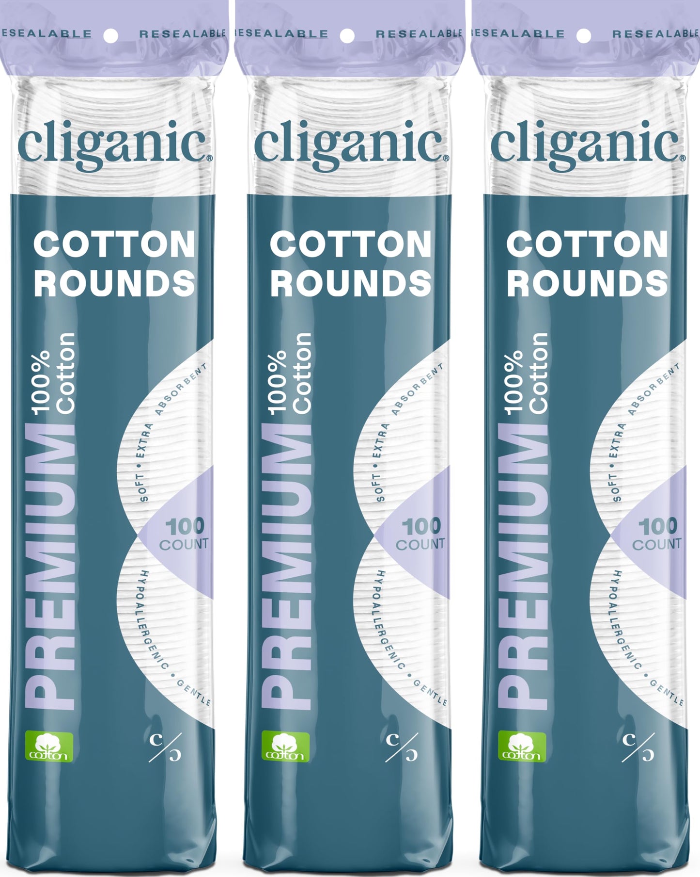 Cliganic Premium Cotton Rounds for Face (300 Count) - Makeup Remover Pads, Hypoallergenic, Lint-Free | 100% Pure Cotton Beauty and Personal Care Cliganic