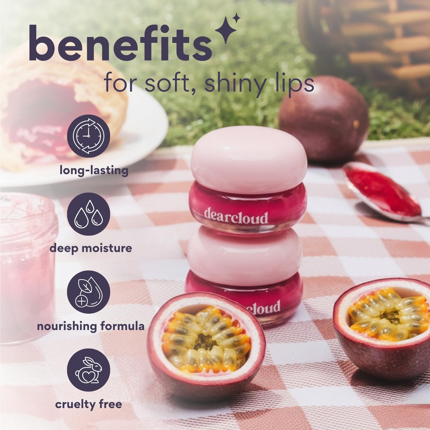 dearcloud Dewy Lip Jam - Lip Balm with Vitamin E (Passion Fruit) Beauty and Personal Care dearcloud