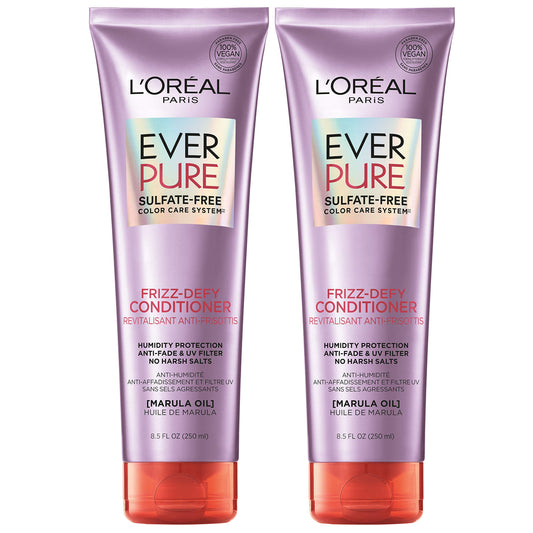 L'Oreal Paris Hair Care EverPure Sulfate Free Frizz Defy Conditioner, with Marula Oil, 2 Count (8.5 Fl; Oz each) (Packaging May Vary) Beauty & Personal Care L'Oreal Paris