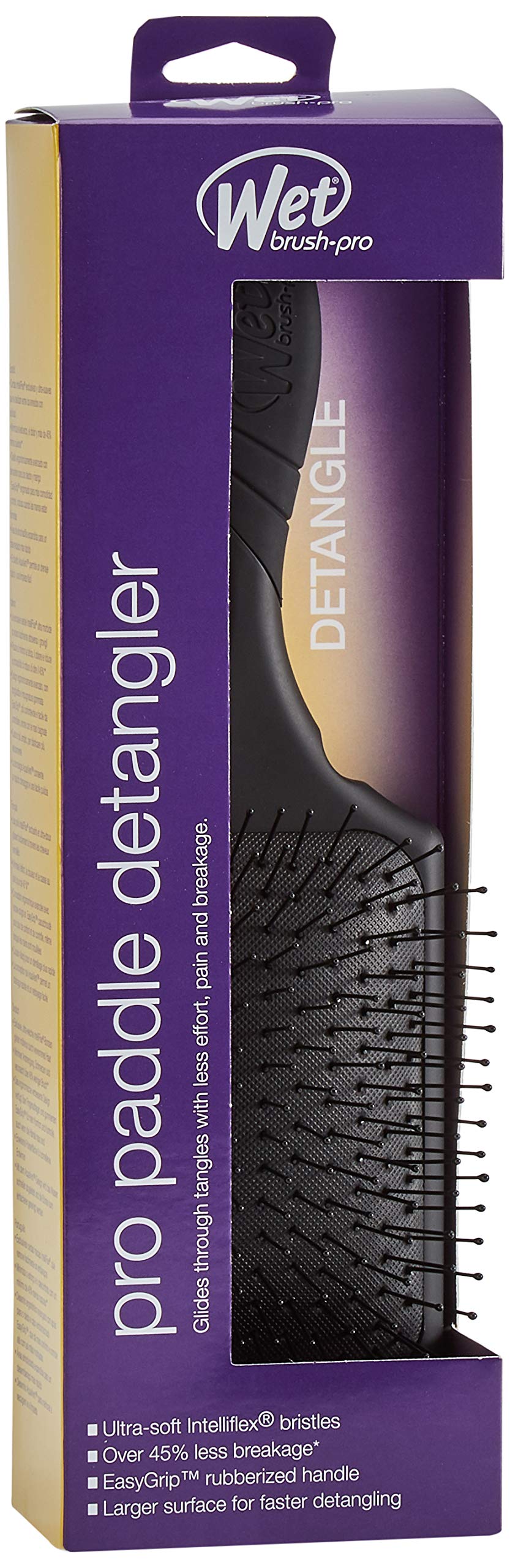Wet Brush Paddle Detangler Hair Brush Black with Soft Bristles, Perfect Hair Brush for Men, Women and Kids, Detangler for All Hair Types - Blackout Beauty & Personal Care Wet Brush