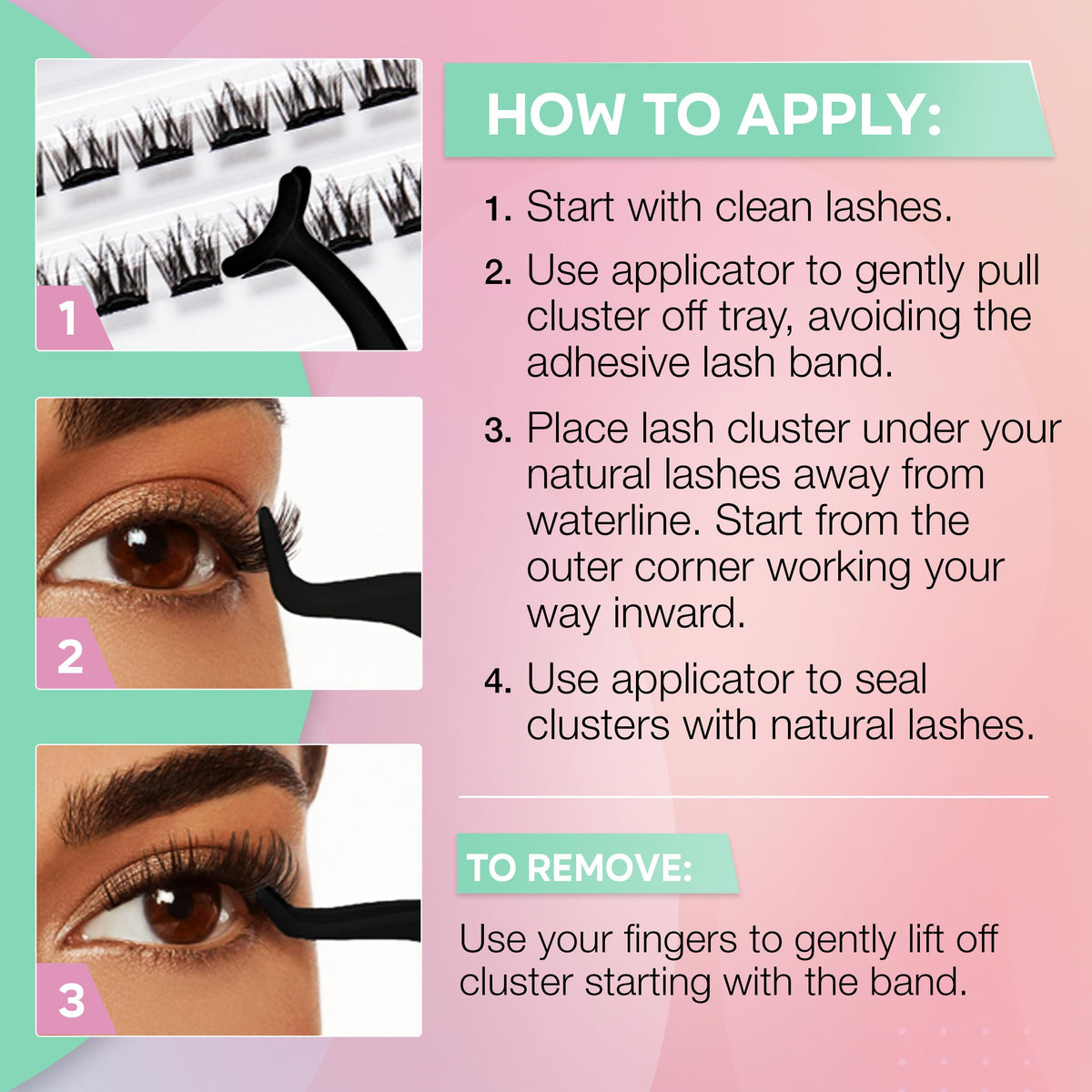 Ardell Faux Mink Press On Lashes - Pre Glued Lash Clusters, Multi-Length for Easy Application, No Glue Needed, 30 ct