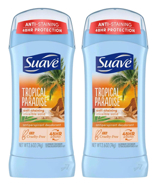 Suave Deodorant 2.6 Ounce 24Hr Tropic Paradise Invis. Solid (76ml) (2 Pack) Beauty and Personal Care Suave