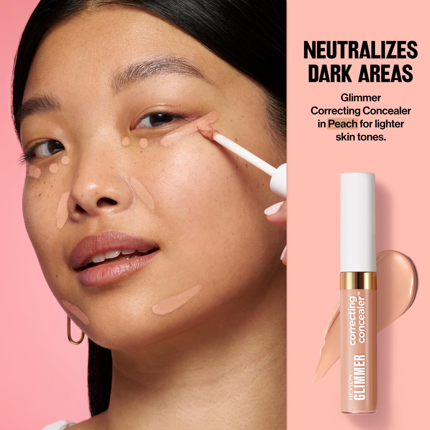 Revlon Glimmer Correcting Concealer, Liquid Under Eye Makeup, Made with Caffeine, Vitamin C, & Stevioside, 101 Peach, 0.3 fl oz Beauty & Personal Care REVLON