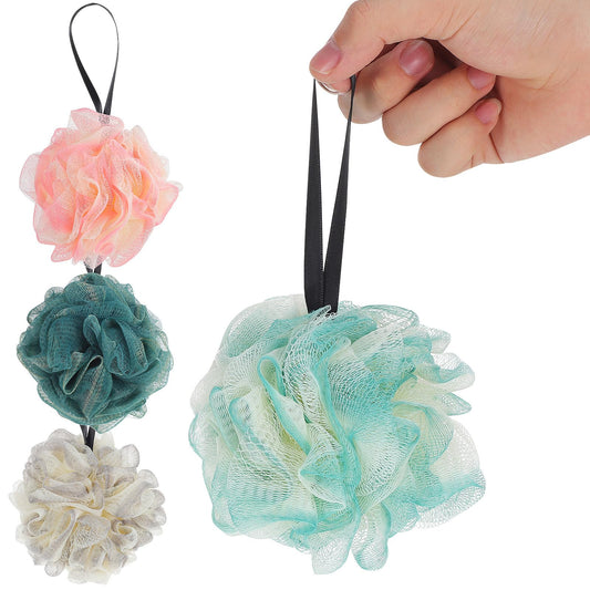 LALADEFIEE 4pcs Large Colored Shower Loofahs Bath Sponges Body Exfoliator Mesh Poufs Bathing Accessories for Men and Women Travel Shower Use Beauty and Personal Care LALADEFIEE