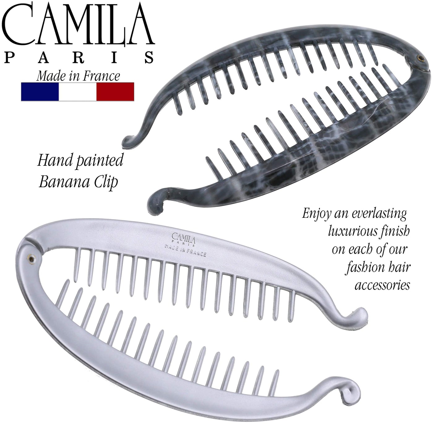 Camila Paris CP3101 French Large Banana Clip Hair Comb, Classic Banana Clips Hair for Thick Hair Ponytail Holder Interlocking Styling Clips for Women Beauty & Personal Care Camila
