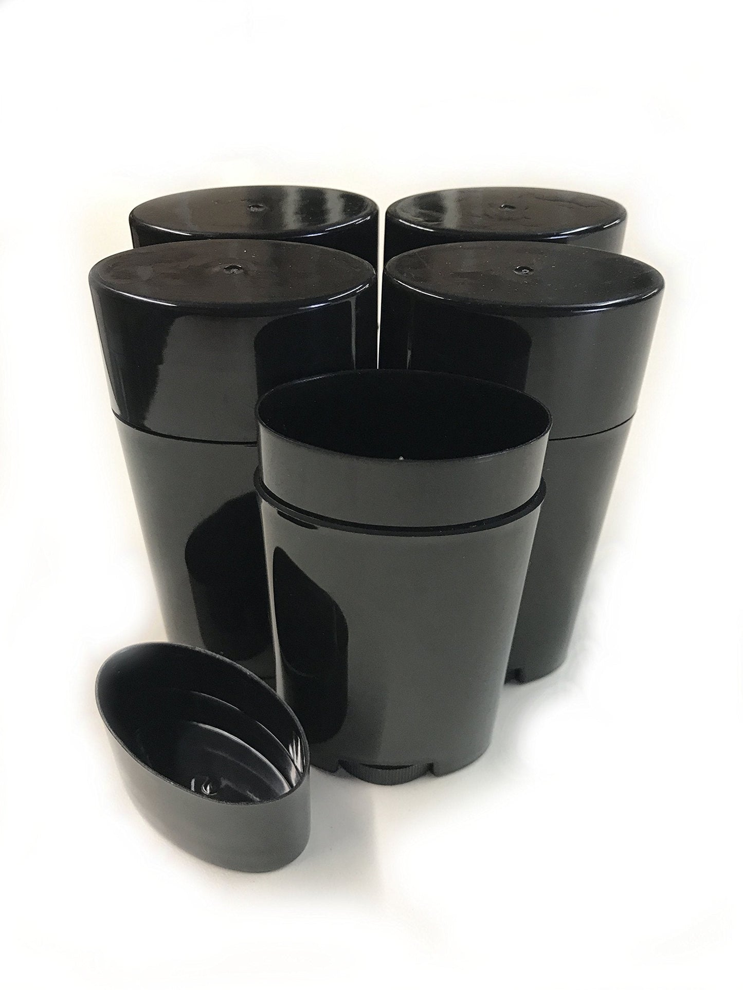 Empty Deodorant Containers - Twist-up, Recyclable, DIY Empty Deodorant OVAL Tubes, Top-Fill 2.5 OZ (Pack of 5, Black) Beauty and Personal Care DIY Deodorant Containers
