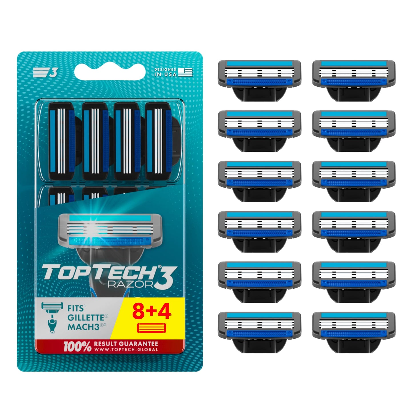 Razor 3 for Men - Replaceable Cartridges for Manual Shaving Razor - 3-Blade Technology Refills - Fits Gillette Mach3 - Soft Shave Sharp Blades Beauty and Personal Care Toptech Default Title