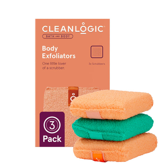 Cleanlogic Bath and Body Exfoliating Body Scrubber, Small Exfoliator Tool for Smooth and Softer Skin, Daily Skincare Routine, Assorted Colors, 3 Count Beauty and Personal Care Cleanlogic