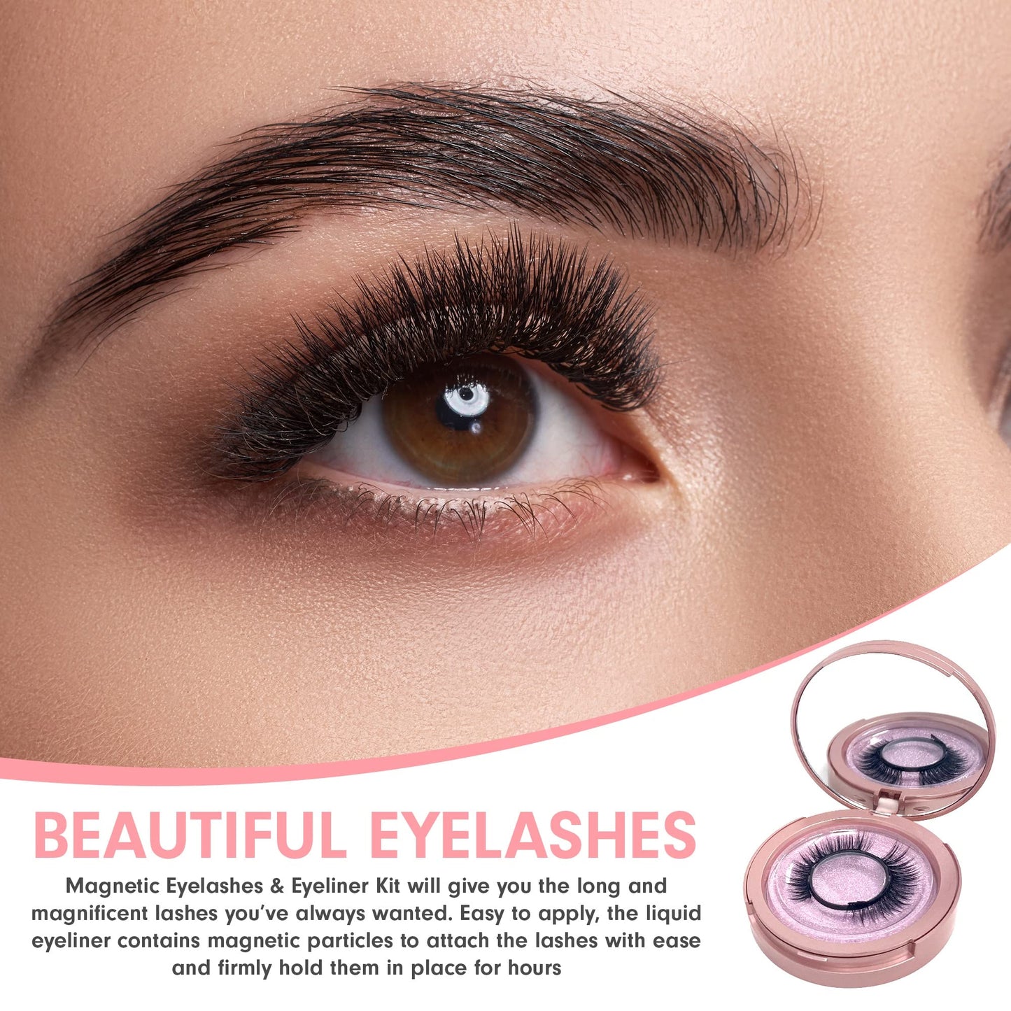 Fermosa Reusable Magnetic Eyelashes and Eyeliner Kit, Magnetic Eyeliner and False Eyelashes, Easy Fake Lashes for Beginners, No Glue, 2 Pairs - Long Beauty & Personal Care FERMOSA