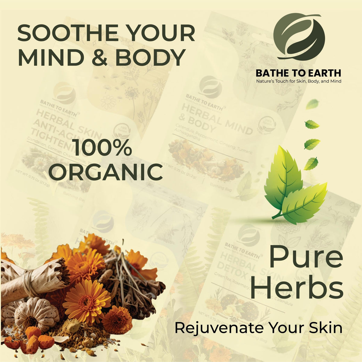 BATHE TO EARTH Herbal Bath Sets (Herbal Mind & Body) Beauty & Personal Care BATHE TO EARTH