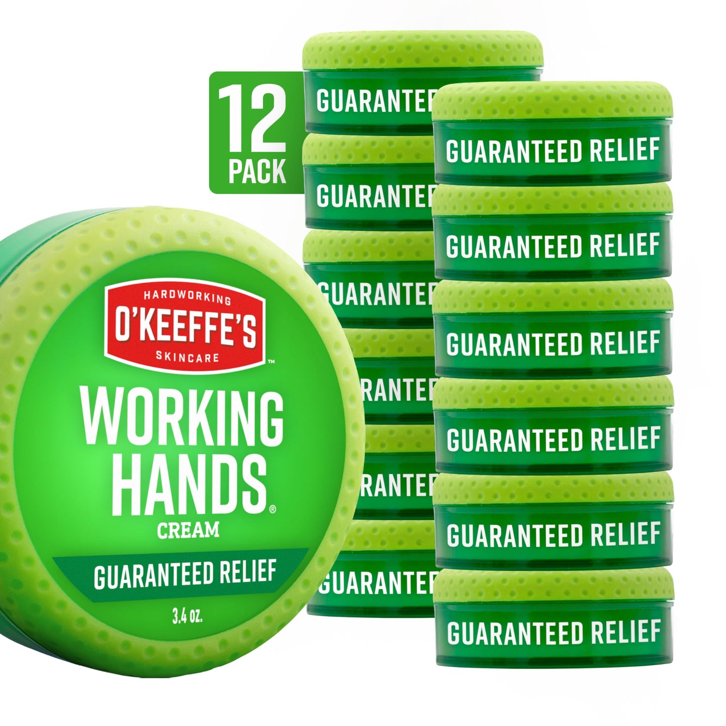 O'Keeffe's Working Hands Hand Cream for Extreme Dryness - 3.4 oz Jar (12 Pack) - Repairing Skincare for Cracked, Dry Hands Beauty & Personal Care O'Keeffe's