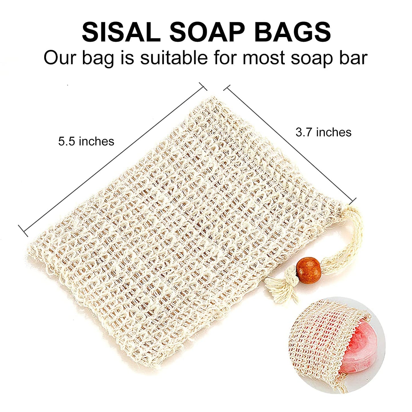 8 Pack Soap Bag Natural Sisal Soap Saver Bag Pouch Mesh Waste Exfoliating Foaming and Drying Soap Holder for Shower Beauty & Personal Care AMAHOMESA