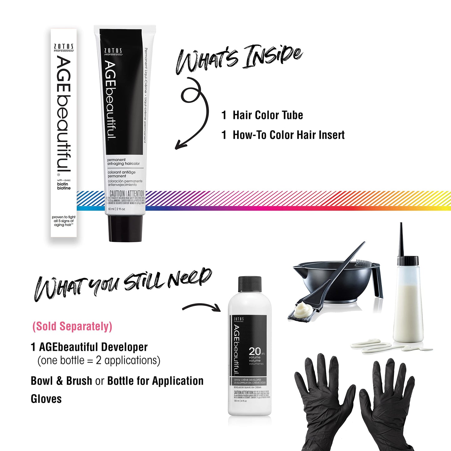 AGE beautiful Permanent Hair Color Dye Liqui Creme | 100% Gray Coverage | Anti-Aging Haircolor | Biotin for Thicker, Fuller Hair | Professional Salon Beauty & Personal Care AGE beautiful