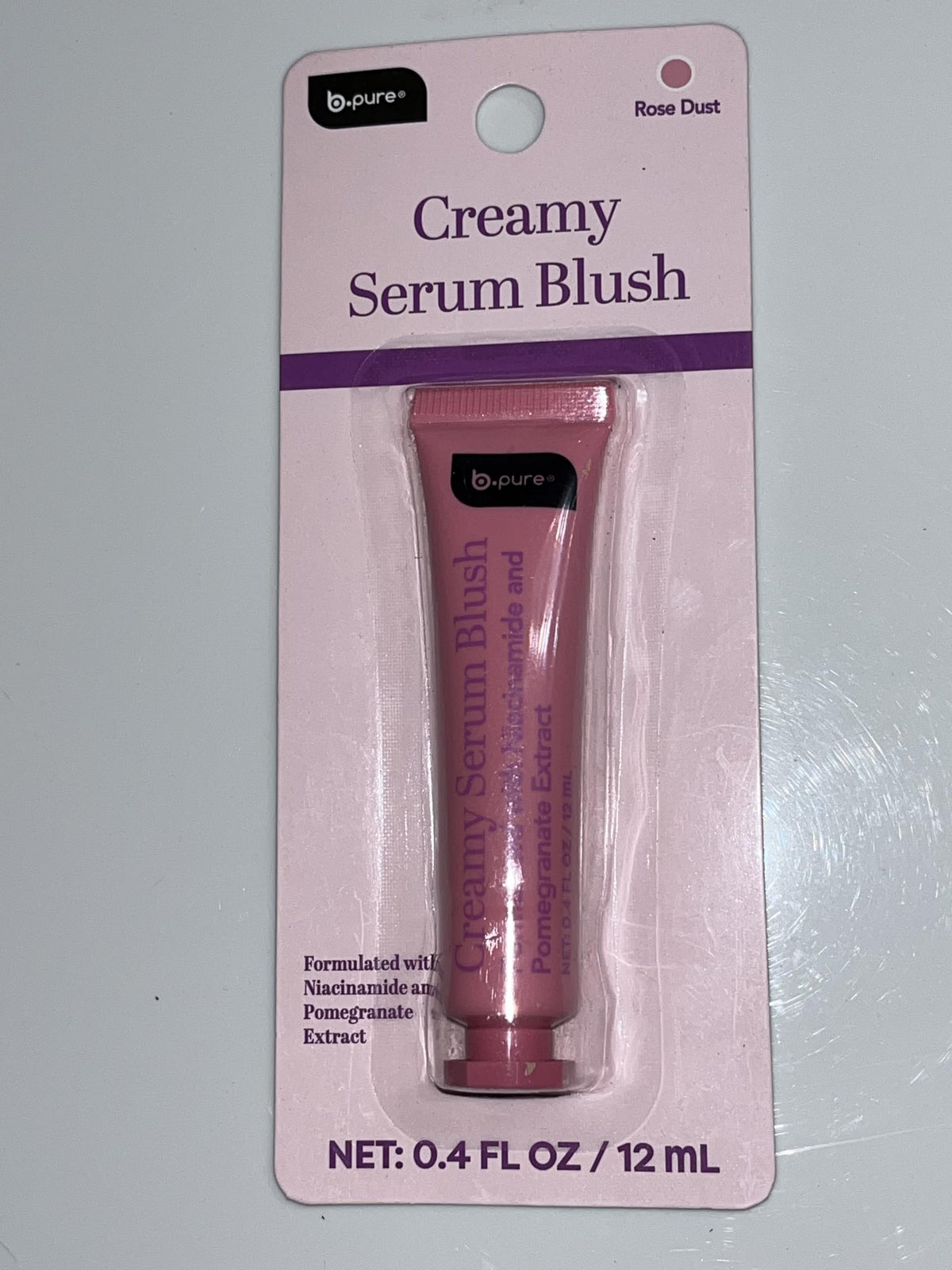 B.pure Creamy Serum Blush, Rose Dust, with Niacinamide and Pomegranate Extract, Paraben Free, 0.4 Fl Oz