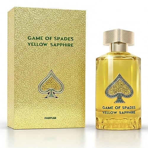 Jo Milano Game of Spades Yellow Sapphire Parfum Spray | 3.4 oz (100ml) | Amber, Sweet, Musky, Rose, Oud, Floral Scent | Long Lasting Fragrance for Men Beauty & Personal Care Jo Milano