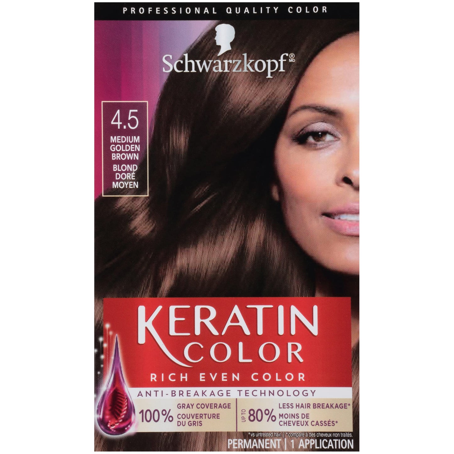 Schwarzkopf Keratin Color Permanent Hair Color Cream, 4.5 Medium Golden Brown Beauty & Personal Care Schwarzkopf