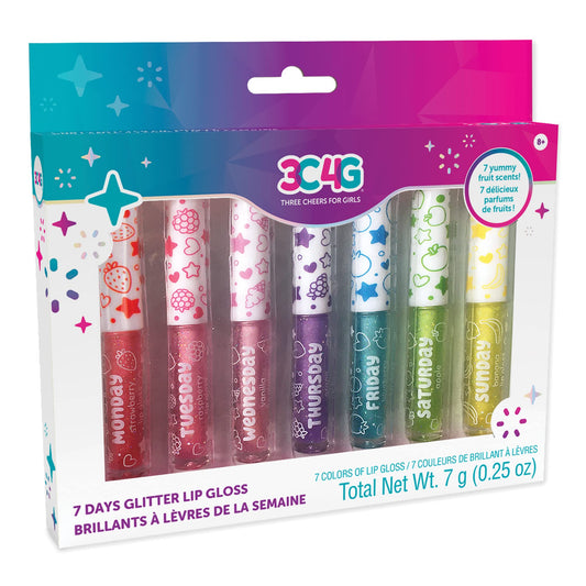 Make It Real 3C4G 7 Days Glitter Lip Gloss - Flavored Lip Gloss Set for Girls - Strawberry, Raspberry, Vanilla and More! - 7 Piece Lip Gloss Kit Beauty & Personal Care Make It Real