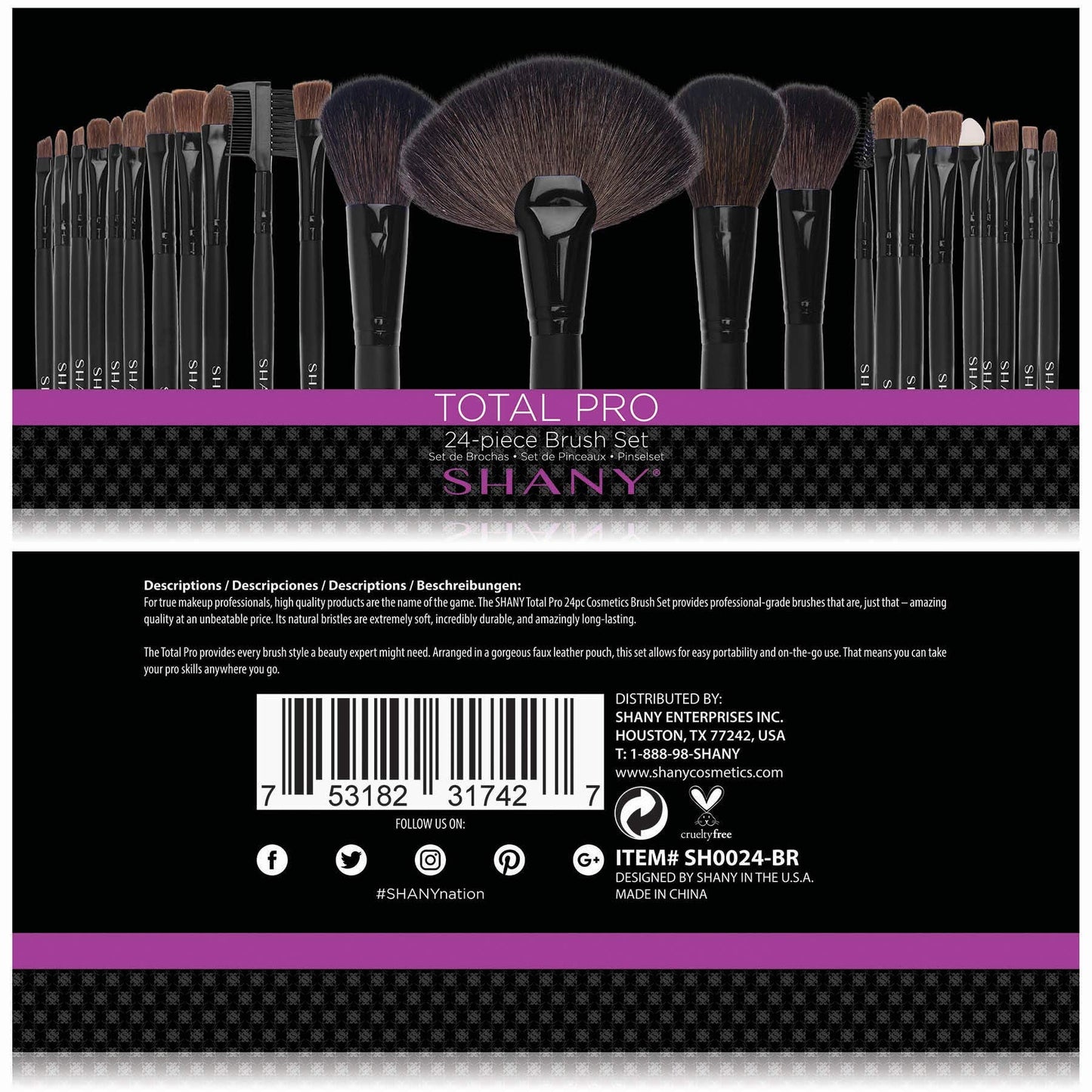 SHANY Makeup Brush Set Studio Quality Total Pro Make up Brushes with Pouch- Cosmetics applicator for Foundation, Powder, Eyeshadow, Concealer, Liner Beauty & Personal Care SHANY