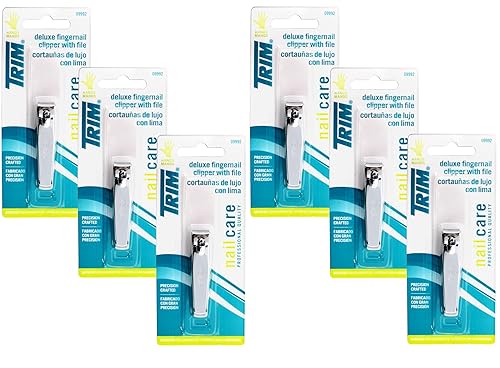 Trim Deluxe Fingernail Clipper with Nail File - Durable Stainless Steel Nail Cutter for Precise Trimming, (Pack of 6) Beauty & Personal Care Trim