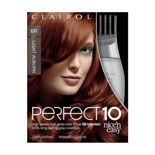 Clairol Nice'n Easy Perfect 10 Permanent Hair Dye, 6R Light Auburn Hair Color, Pack of 1 Beauty & Personal Care Clairol