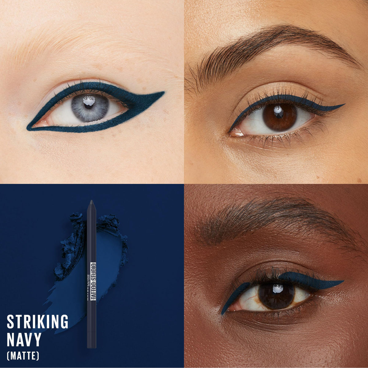 Maybelline TattooStudio Long-Lasting Sharpenable Eyeliner Pencil, Glide on Smooth Gel Pigments with 36 Hour Wear, Waterproof, Striking Navy, 1 Count Beauty & Personal Care MAYBELLINE
