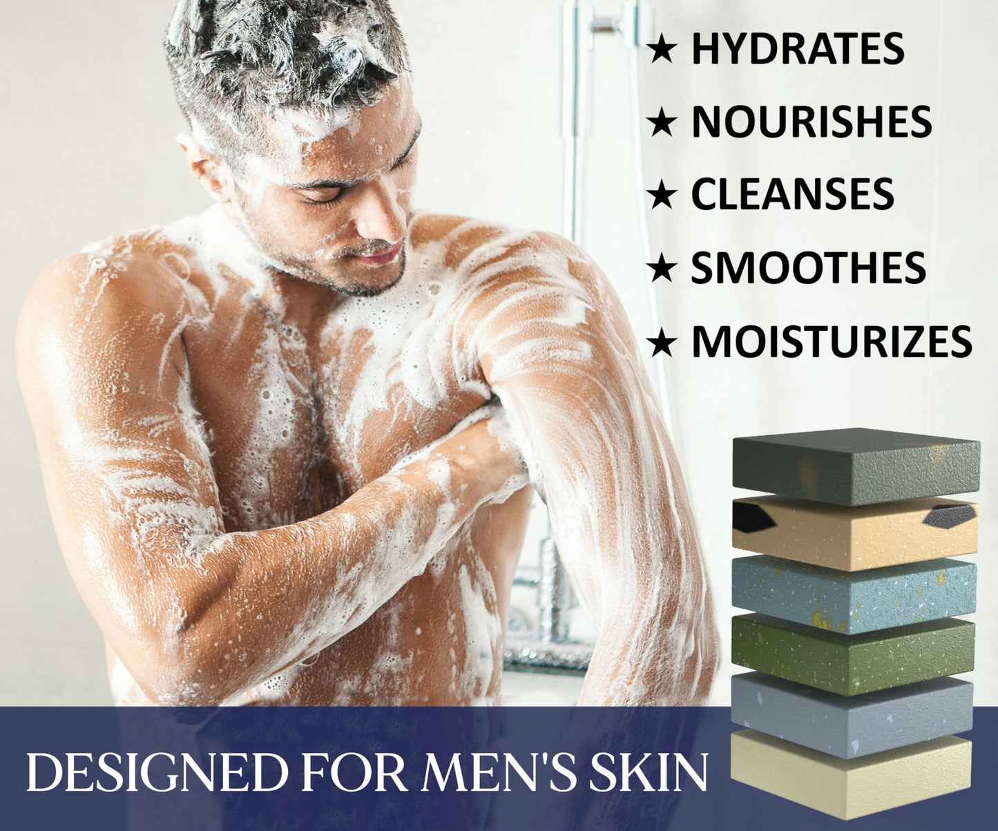 NATURAL AMERICAN Men’s Bar Soap - Mens Cologne Scents, 100% All Natural, Essential Oils, Organic Shea Butter, No Harmful Chemicals - (6pk) Soap for a Beauty & Personal Care NATURAL AMERICAN