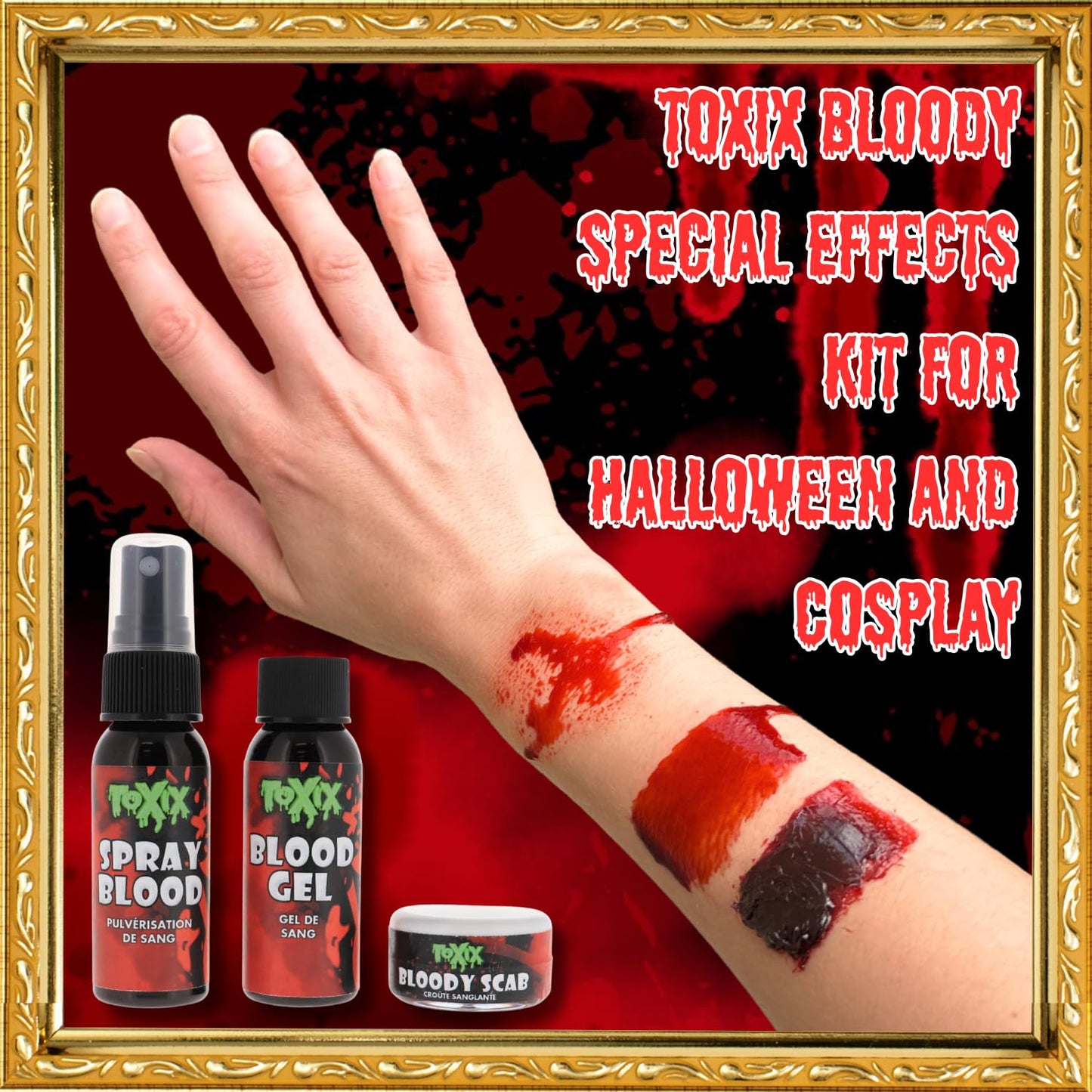TOXIX 3PCS Halloween Fake Blood Kit- Spray Blood 1FL OZ + Blood Gel 1FL OZ + Bloody Scab 30 Grams, Washable Realistic Special FX Makeup, Zombie Beauty & Personal Care TOXIX
