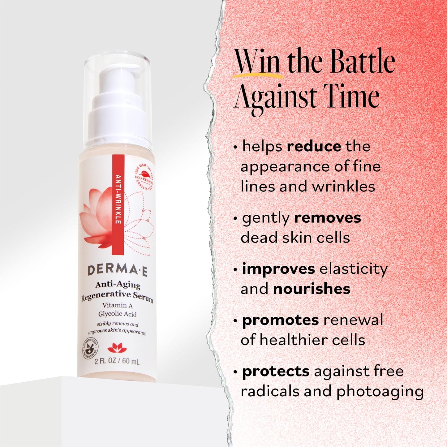 DERMA E Anti-Aging Regenerative Serum - Hydrating Day and Night Serum - Skin Renewing with Glycolic Acid and Vitamin A - Advanced Facial Skin Care Beauty & Personal Care Derma E