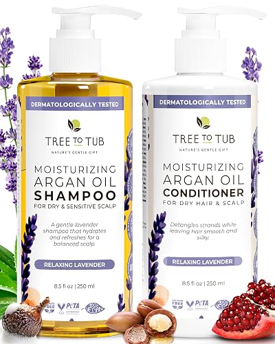 Tree To Tub Lavender Shampoo and Conditioner Set for Dry Hair, Dry Scalp, Frizz - Moisturizing Argan Oil Shampoo and Conditioner for Women & Men Beauty & Personal Care Tree To Tub