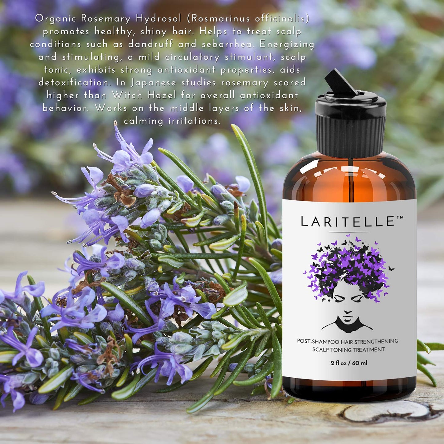Laritelle Organic Post-Shampoo Hair Strengthening & Scalp Toning Treatment - Rosemary, Saw Palmetto, Cedar & Nettle Hydrosols - 3 x 2 oz Beauty & Personal Care Laritelle