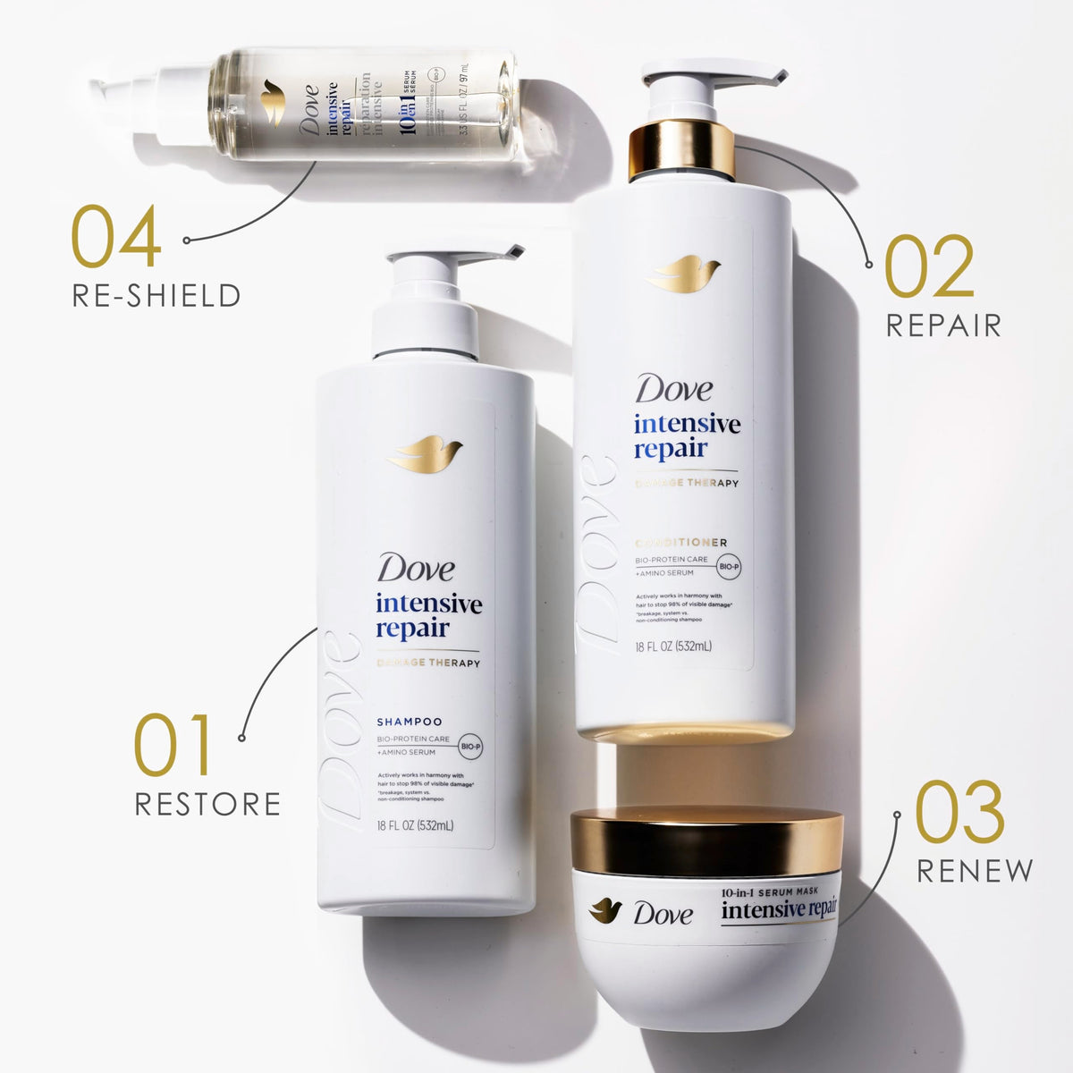 Dove Intensive Repair Amino Serum for Damaged Hair with Bio-Protein Care Technology 3.3 oz Beauty & Personal Care Dove