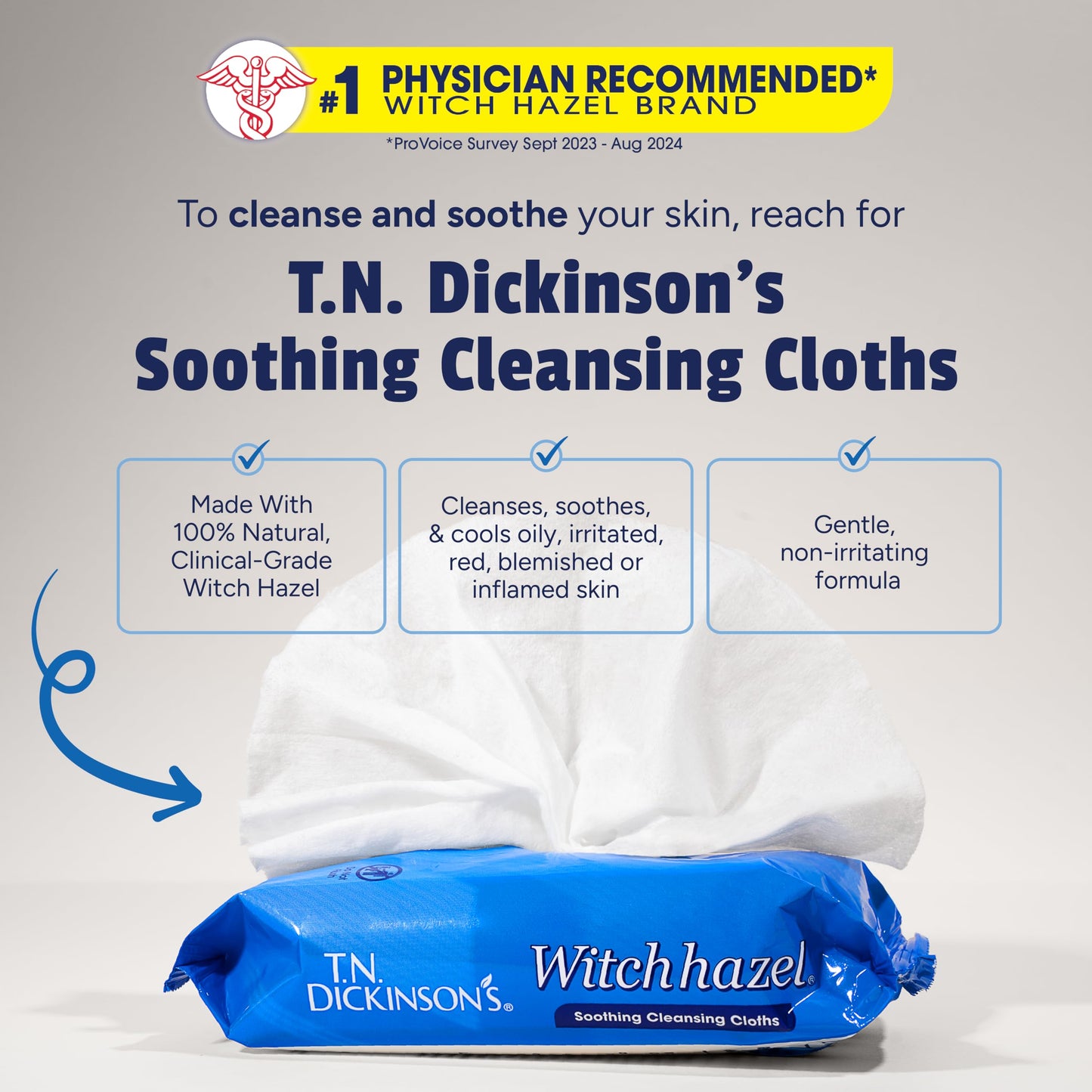 T.N. Dickinson's Witch Hazel Soothing MultiUse Cleansing Cloth, 4 Pack, 25 Cloths Per Pack,white Beauty & Personal Care T.N. Dickinson's