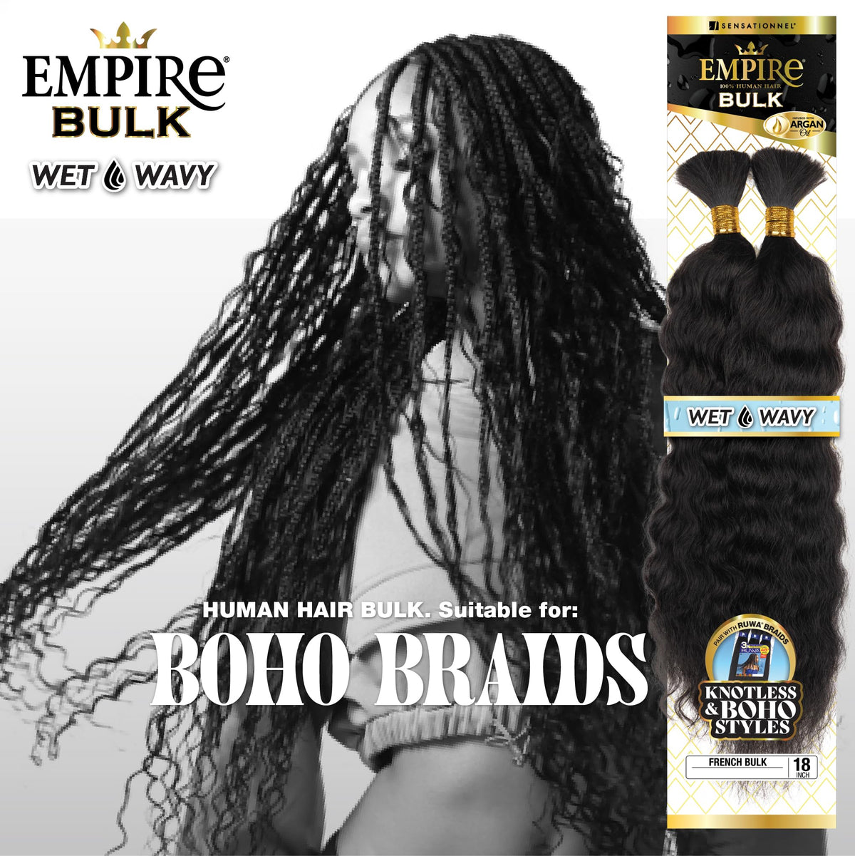 Sensationnel Empire Bulk Braiding-Wet and Wavy French,18in, 27 HONEYBLONDE